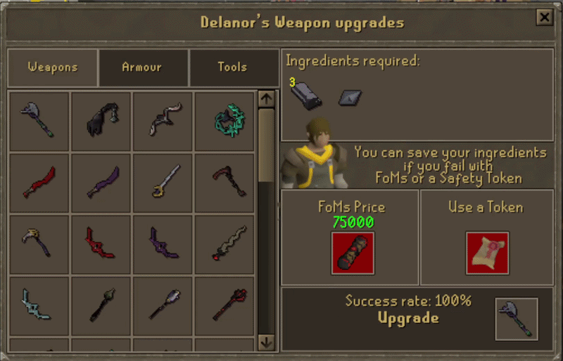 Delanor upgrade system interface